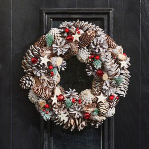 Handcrafted Frost Christmas Wreath 36cm