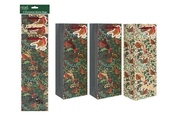 Christmas Bottle Bags – Robin, 3 Pack