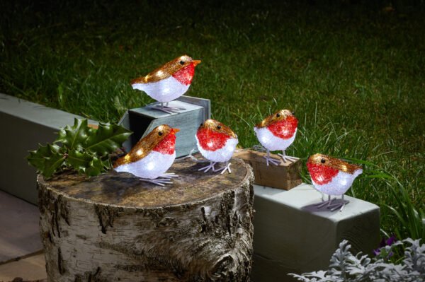 Inlit Ice Robin Ornaments