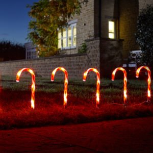 5-Pack Candy Cane Stake Lights