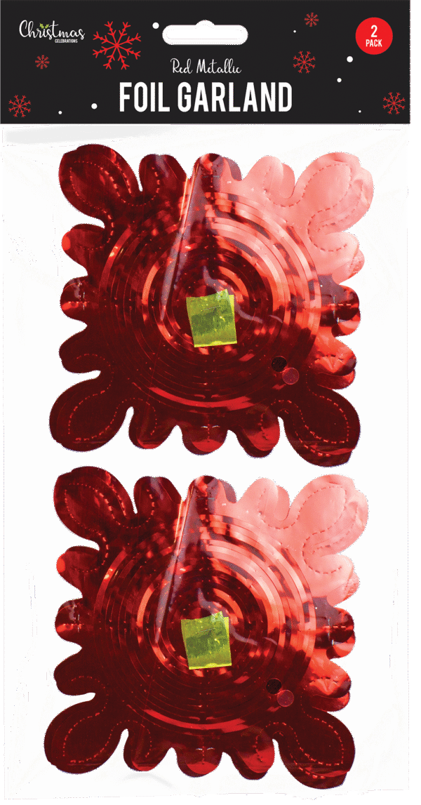Red Foil Christmas Garland – 2 Pack Red Foil Christmas Garland – 2 Pack