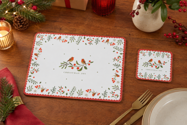 Red Robin Placemat and Coaster Set Red Robin Placemat and Coaster Set