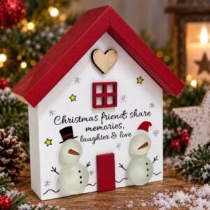 Pebble Glass Christmas House Plaque Pebble Glass Christmas House Plaque