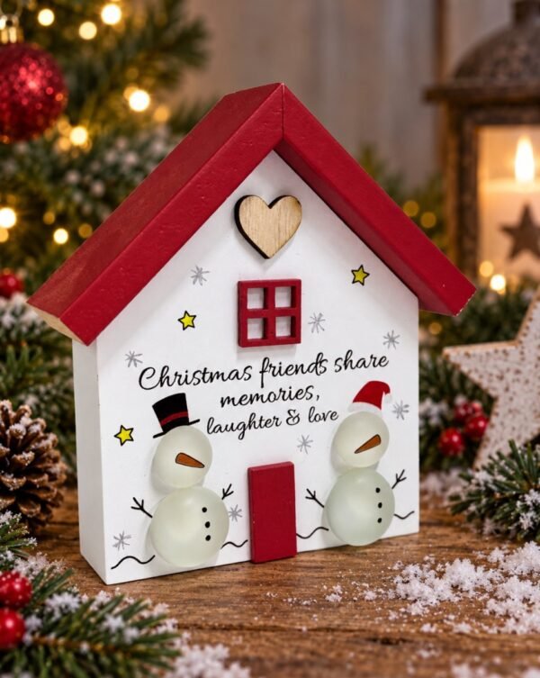 Pebble Glass Christmas House Plaque Pebble Glass Christmas House Plaque