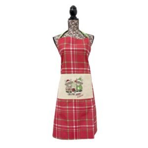 Cotton apron with Highland Cow Christmas Kisses design