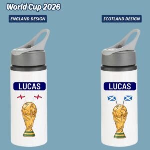 Personalised handled aluminium water bottle with straw lid