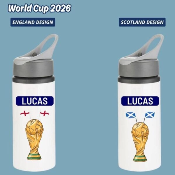 Personalised handled aluminium water bottle with straw lid